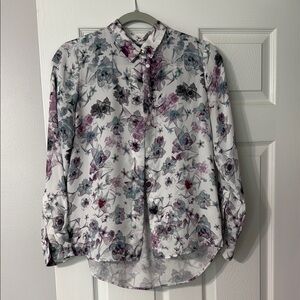 H&M Floral Print Blouse in Purple and Gray